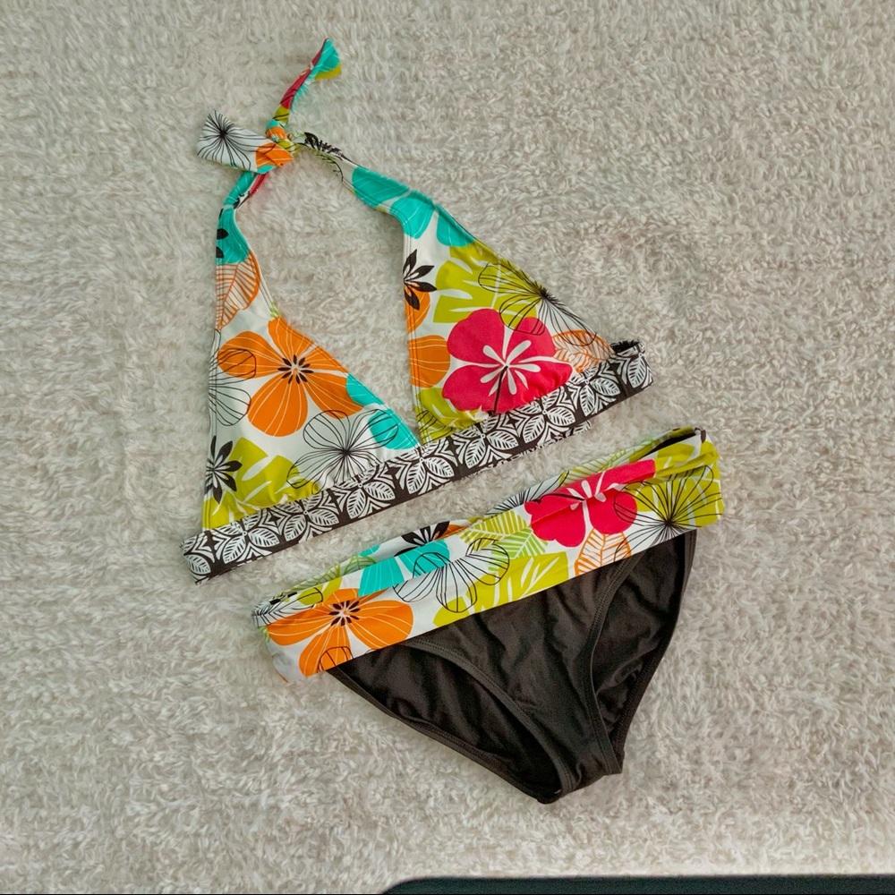 La Blanca Floral Triangle/Halter Style Bikini